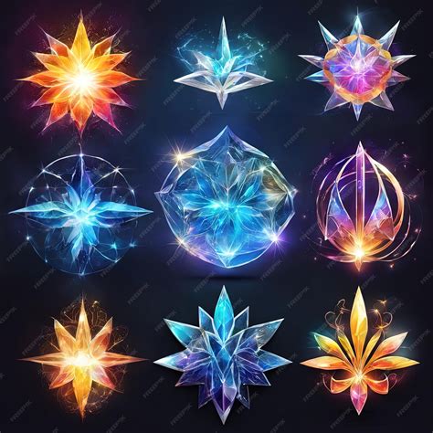 Premium Photo | Magic crystal with stars vector illustrationset of