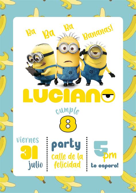 MARTIN | Invitaciones de cumpleaños de minion, Cumpleaños de los