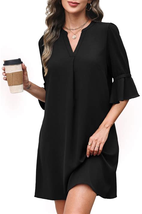 RUMIA Wedding Guest Dress Flowy Dresses for Women Ruffle Short Sleeve