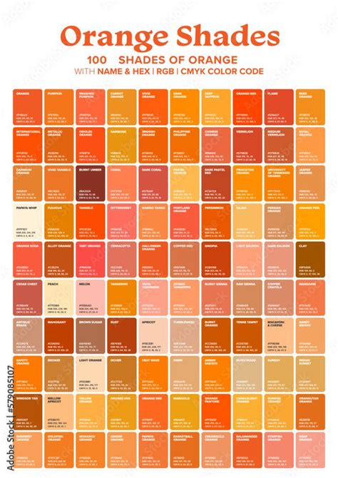 Orange Tone Color Shade Background with Code and Name Illustration ...
