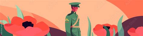 anzac day tribute pastel illustration  poppy  soldier capture