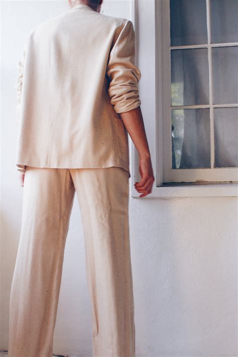 Linen Christian Dior suit set / Dior Light tan blazer pants suit / Min – Dusted Archive