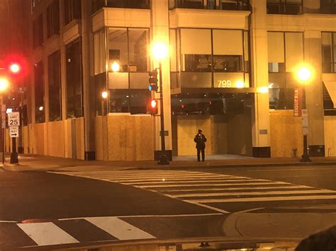 Business boarding up windows in preparation for tonight’s election