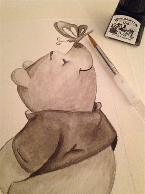 Winnie the Pooh in drawing ink and pencil in 2024 | Winnie the pooh ...