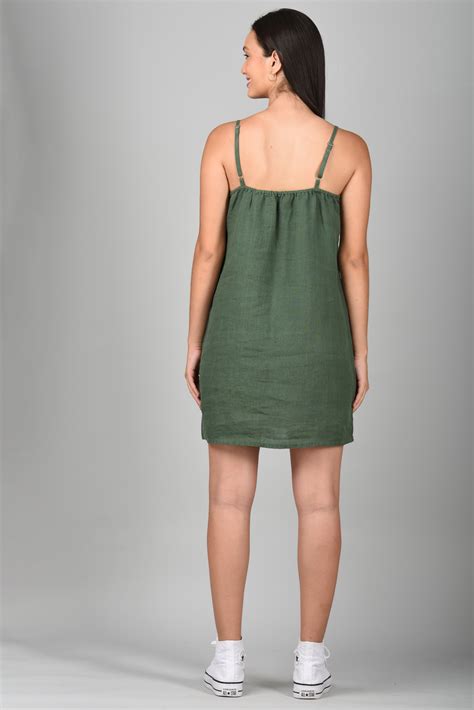 Slip dress Green - Linen Options