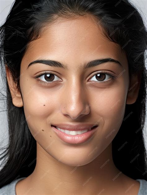 Premium Photo | Indian young girl face with skin detail