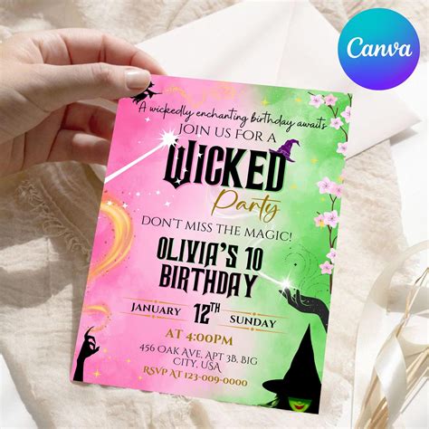 Wicked Birthday Party Invitation, Wicked Party Invitation, WICKED