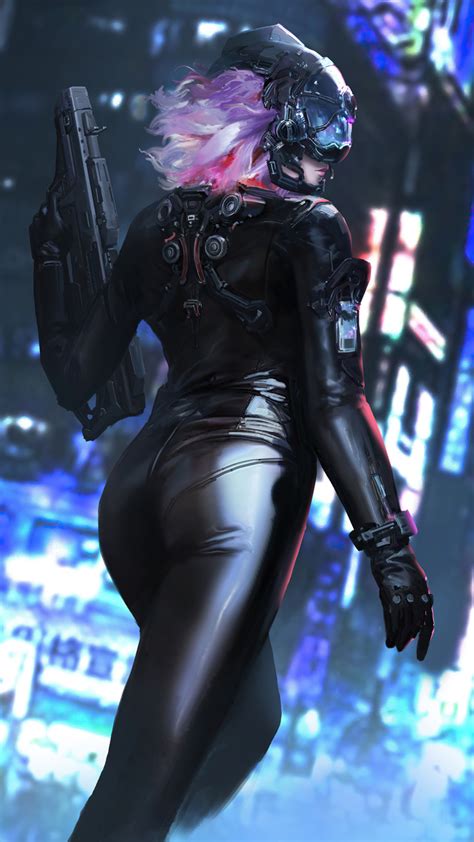cyber girl latex suit  gun  moto gx xperia zz