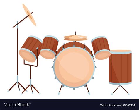 Drum set design drum kit flat style Royalty Free Vector