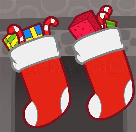 how to draw christmas stockings
