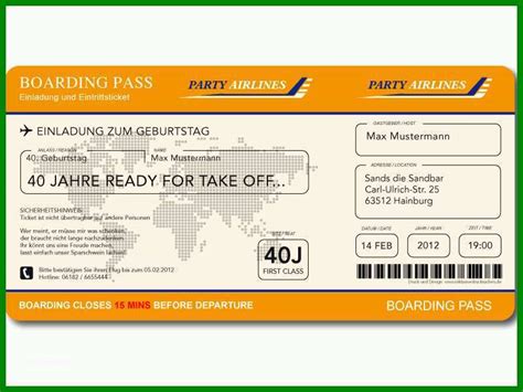 neue version einladungskarten flugticket geburtstag hochzeit
