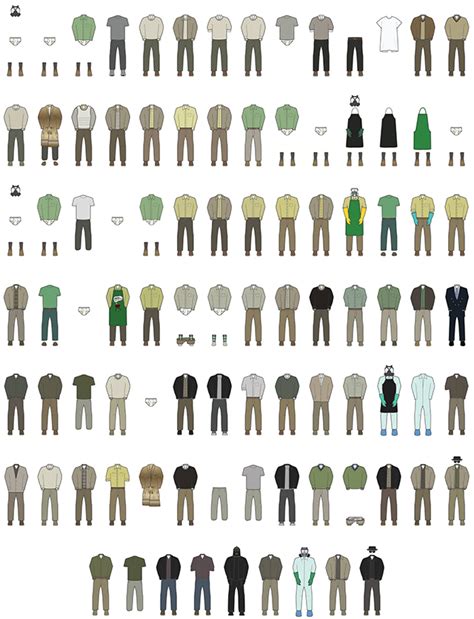 The Wardrobe of Walter White, Illustrations of Every Outfit He Wore in Seasons 1-5 of 'Breaking Bad'