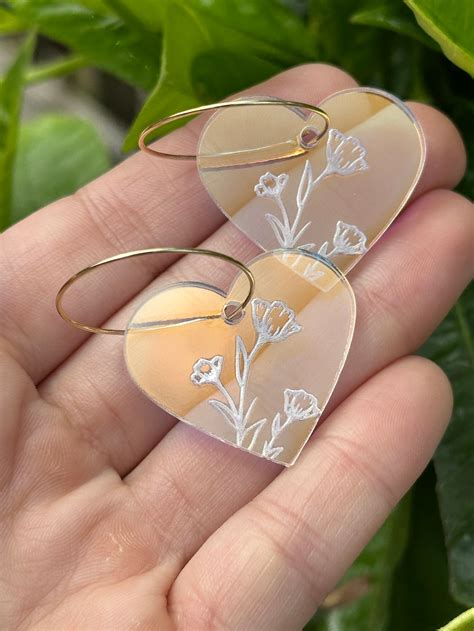 Iridescent Veronica Heart Hoop Earrings - Etsy