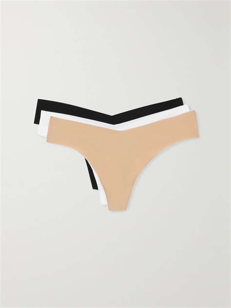 COMMANDO Set of three stretch thongs | NET-A-PORTER