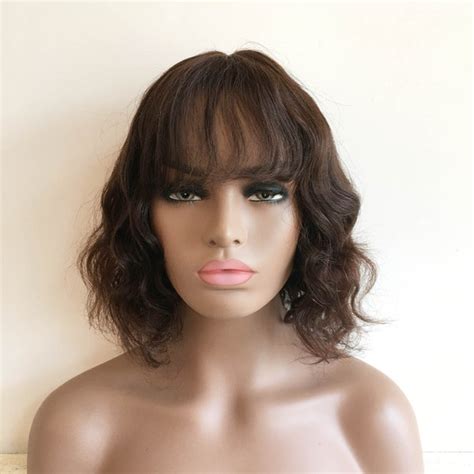 Human Hair Wig Bangs Bob - Etsy