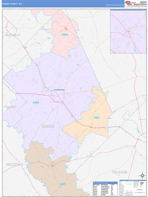 Dodge County, GA Wall Map Color Cast Style by MarketMAPS - MapSales.com