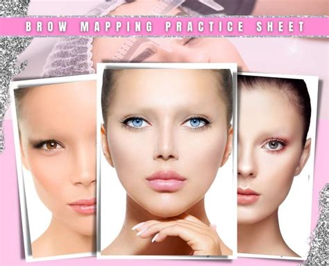 Brow Mapping Practice Sheets, Eyebrow Mapping Sheets, Microblading ...
