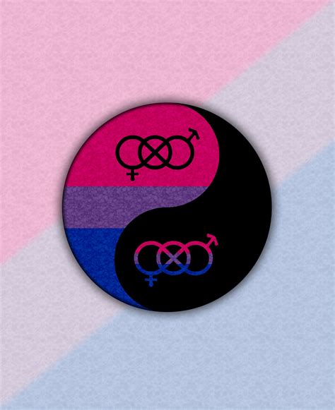 Bisexual pride Yin and Yang with gender knot symbols. Blue, yellow, and