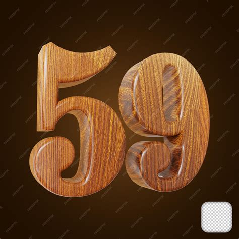 Premium PSD | Wooden number 59 texture 3d illustration