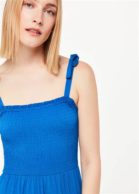 Blue Smocked Tiered Jersey Dress | WHISTLES | Whistles US