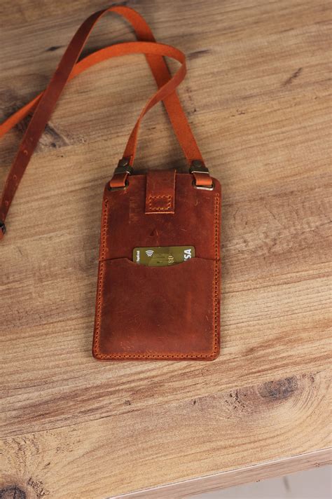 Leather Crossbody Phone Bag, Personalized Leather Phone Case Bag, Small