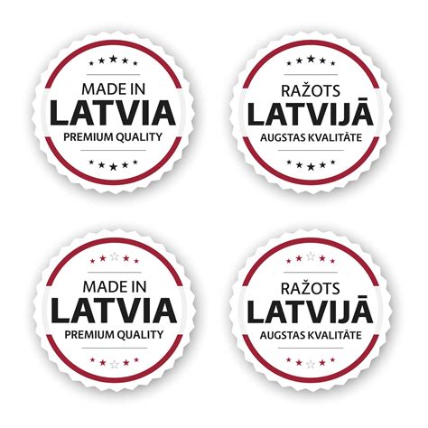 Set of four Latvian labels Made in Latvia In Latvian Razots Latvija