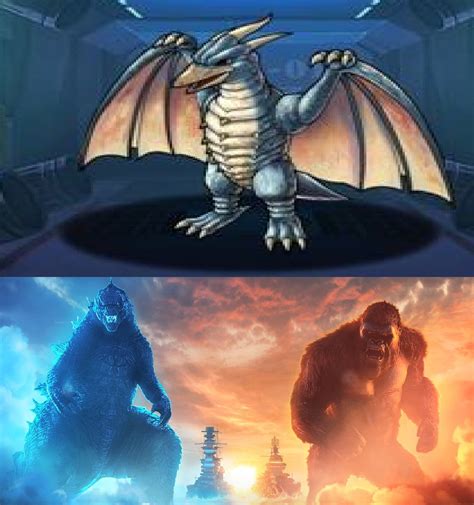 Godzilla and Kong vs White Rodan by MnstrFrc on DeviantArt