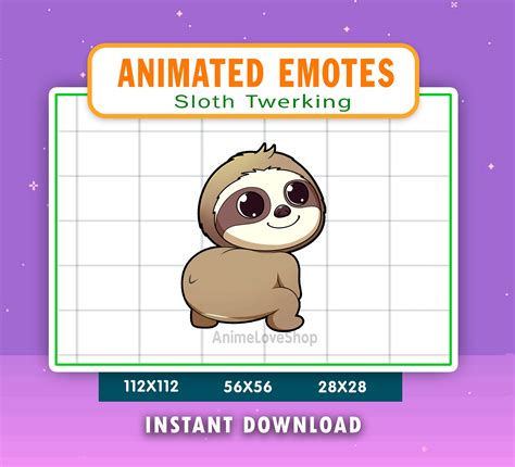 ANIMATED Sloth Twerking Emote for Twitch, Discord, Youtube, Animated