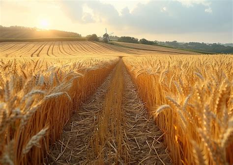 premium photo golden wheat fields  peaceful rural landscape