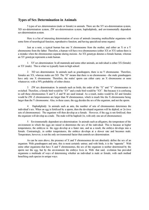 Sex Determination in Animals - There are the XY sex-determination