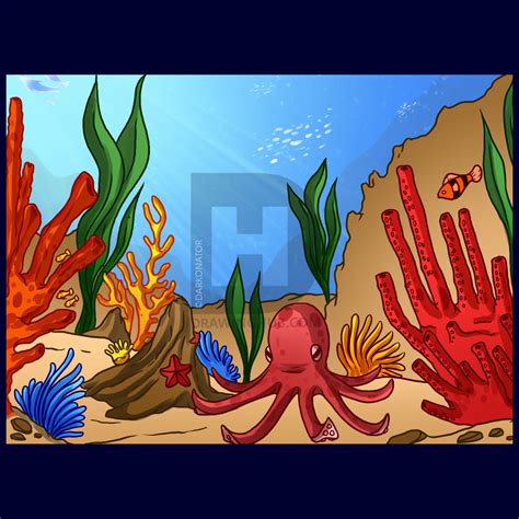 Coral Reef Sketch at PaintingValley.com | Explore collection of Coral ...