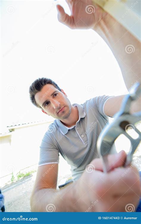 male worker  tool stock image image  hold conceptual