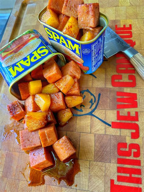 Spam Burnt Ends with Traeger Smoked Pineapple - This Jew Can Que