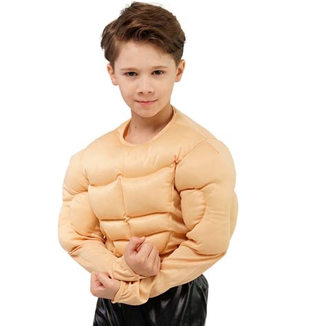 Kids Boy Muscle Shirt Costume Strong Muscle Costume Halloween Pretend ...