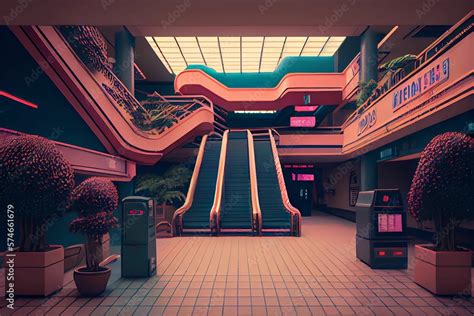 90s shopping mall liminal space, retro, vintagem, the 90's. Generative ...