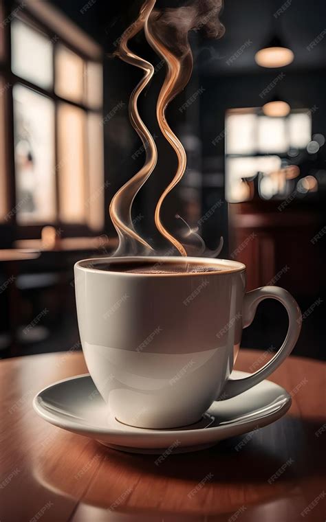 premium photo  steaming cup  hot coffee   realistic background