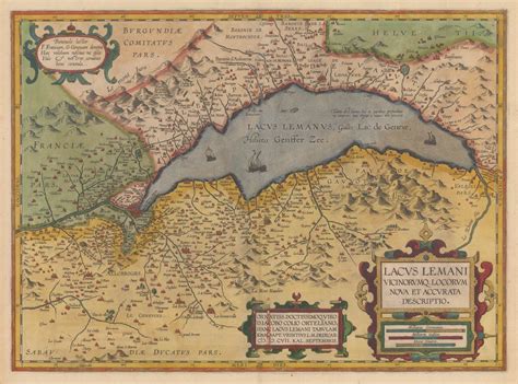 Abraham Ortelius, Lake Geneva, 1609 | The Map House