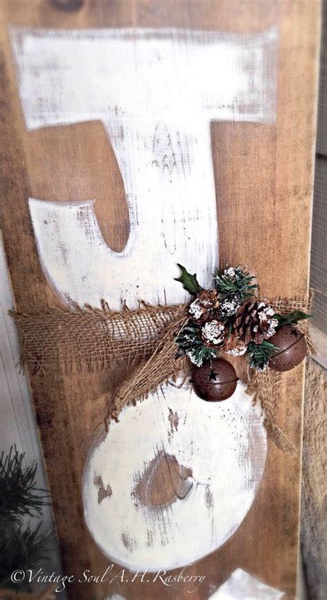 JOY Christmas Rustic & Burlap Standing Sign, Christmas Decor, Rustic ...