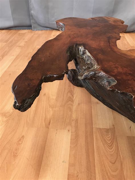 Large Live Edge California Redwood Burl Coffee Table, 1970s at 1stDibs