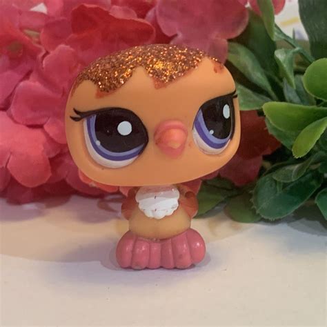 Littlest Pet Shop Lps Authentic 2516 Sparkle Glitter Pigeon Orange Bird