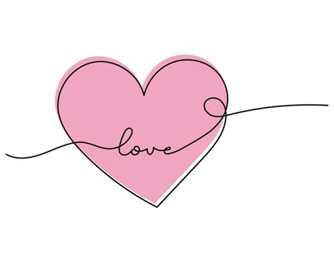 Heart continuous line art drawing minimalism design on white background ...