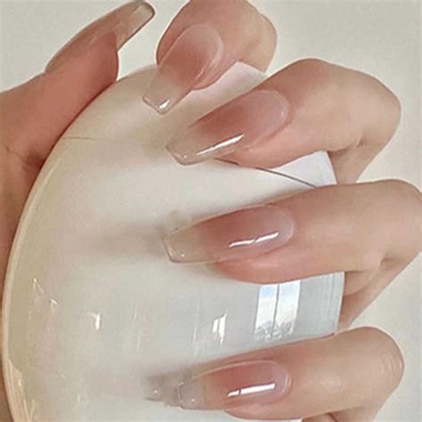 Amazon.com: YoYoee Coffin Long Press On Nails Nude Fake Nails Acrylic