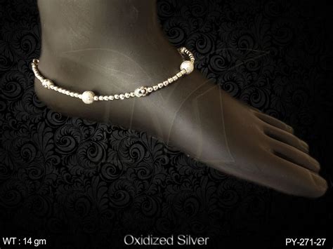 latest simple delicate design antique silver payal payal copper