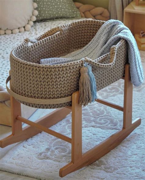 Bercinho Moises Para Bebe - Berçinho Cesto Moisés de Crochê para Bebê | Elo7