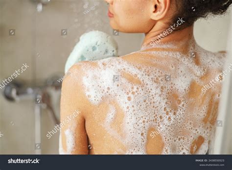 Woman Washing Her Back Sponge Shower Stock Photo 2438550523 | Shutterstock