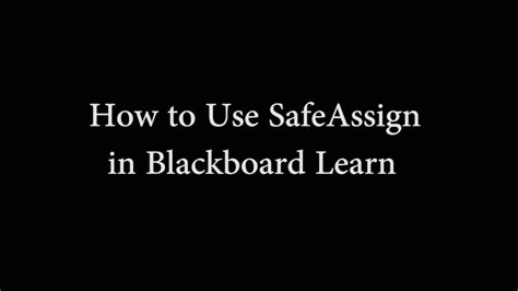 safeassign tutorial youtube