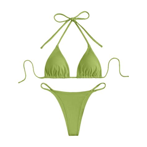 NIEWTR Bikini Sets for Women V Neck Bathing Suit Sexy Low Rise Swimsuit