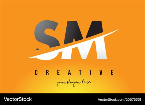 Sm s m letter modern logo design with yellow Vector Image