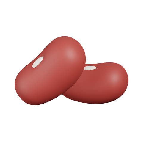 Kidney beans, Red beans isolated. 3D render of Nuts, seeds and grains
