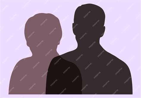 Портретный силуэт мужчины и женщины, концепция встречи с командой ...